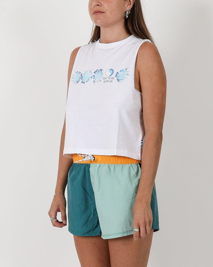 Hibiscus Crop Tank - White
