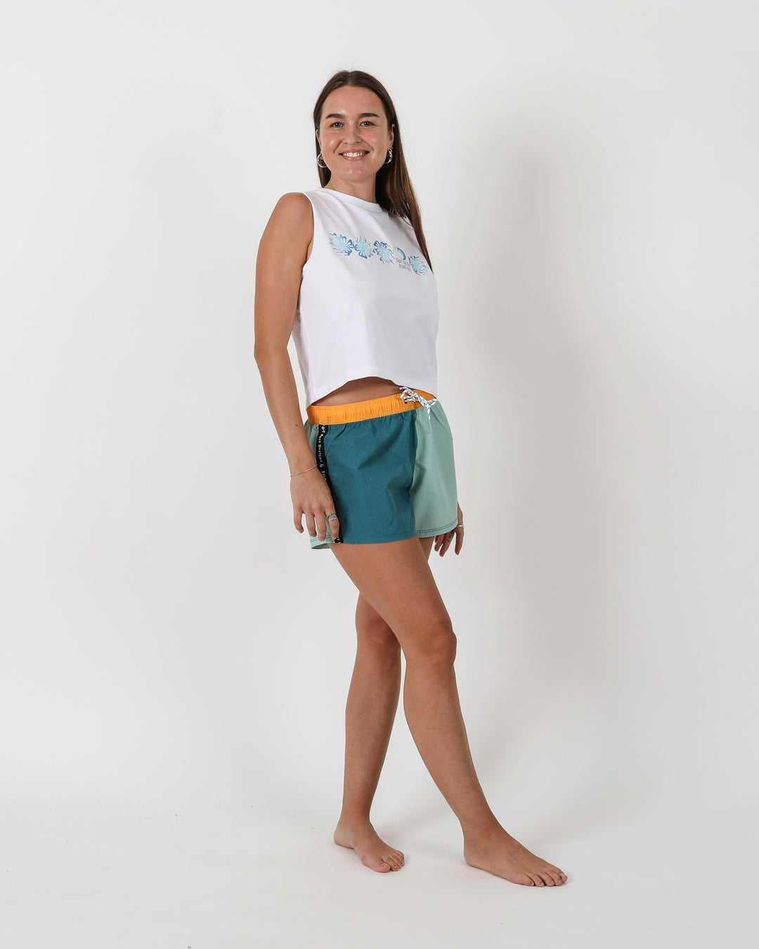 Hibiscus Crop Tank - White