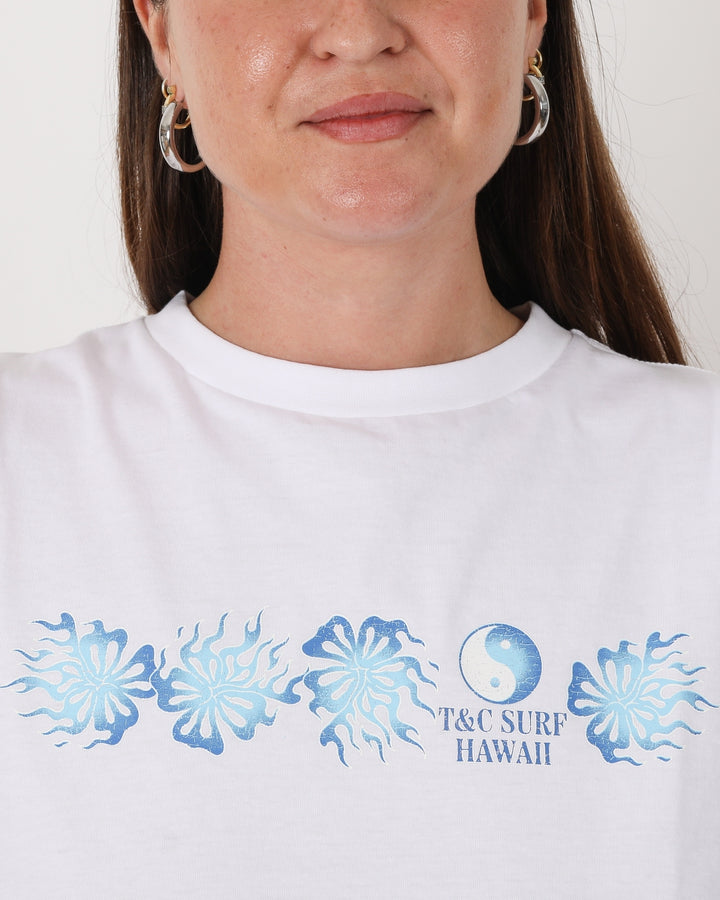 Hibiscus Crop Tank - White