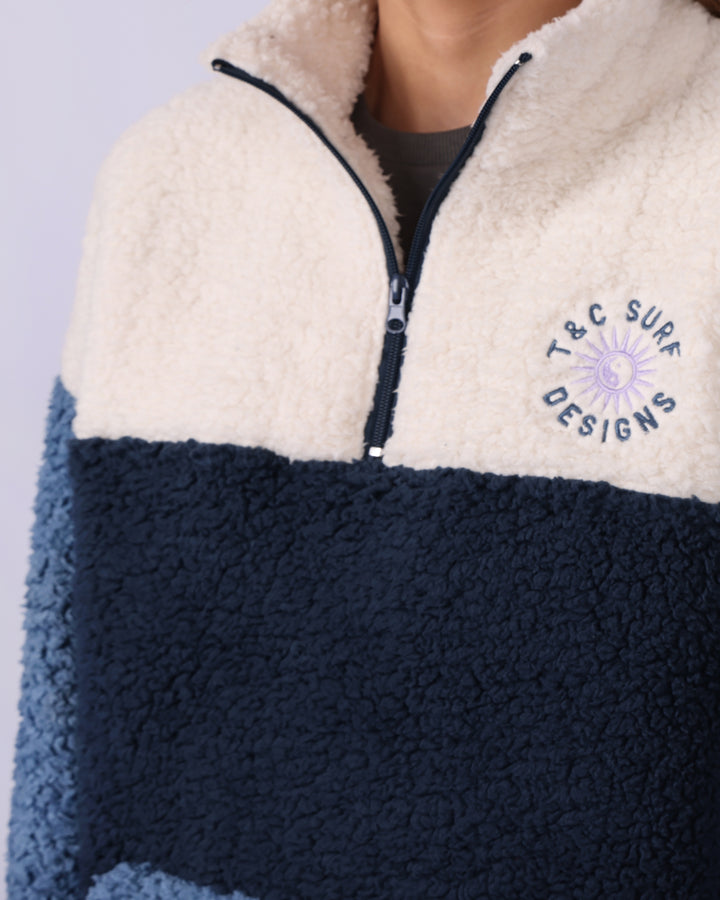 Blockout 1/4 Zip Sherpa - Blue