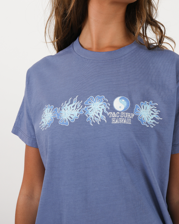 Flaming Hibiscus Regular Fit Tee - Ocean