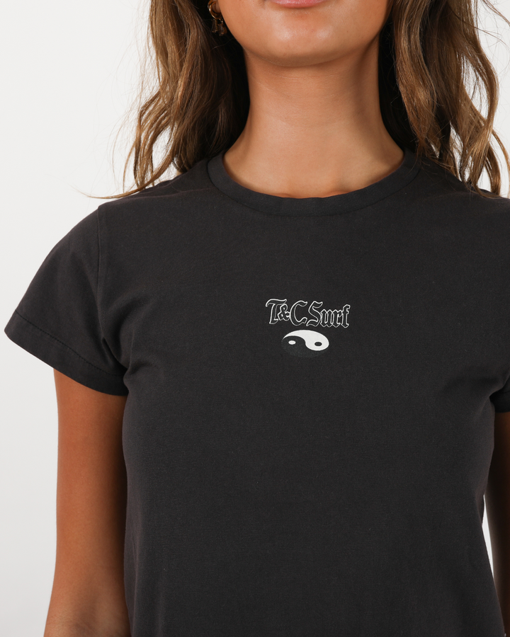 Yin Yang Shrunken Fit Tee - Washed Black