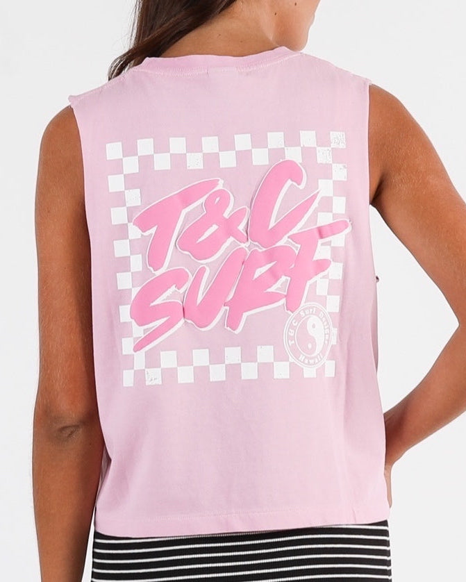 Boarder Check Tank - Washed Pink