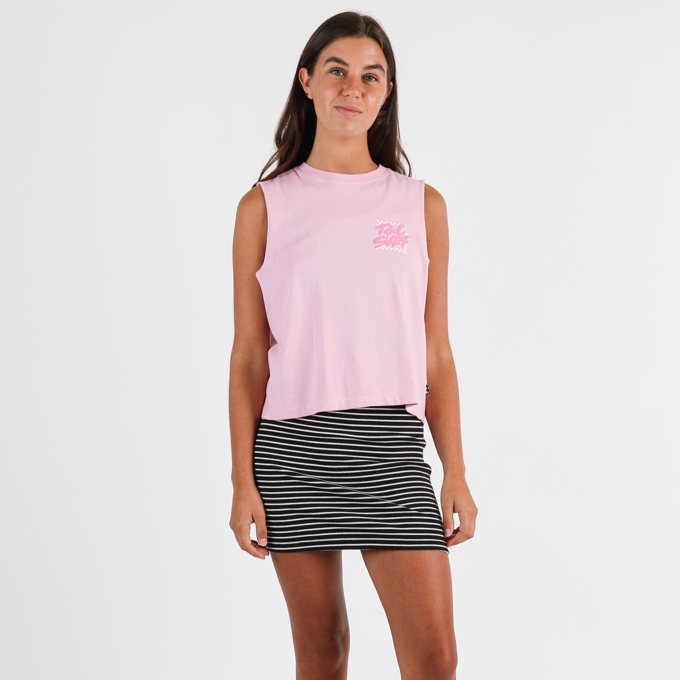 Boarder Check Tank - Washed Pink