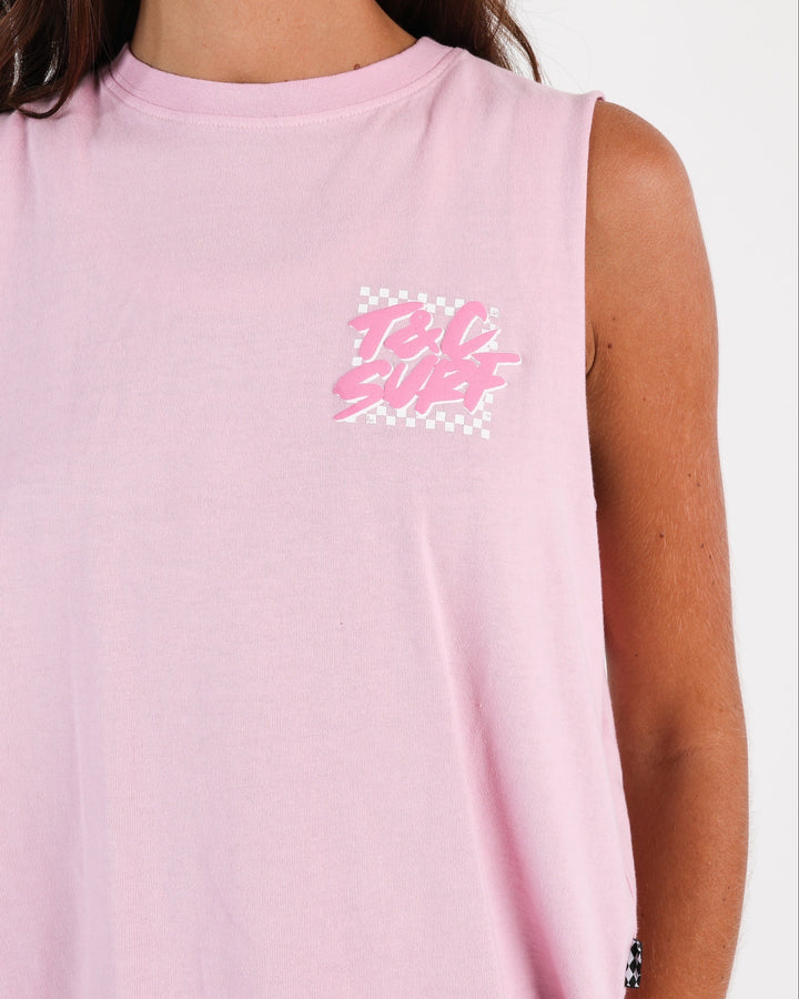 Boarder Check Tank - Washed Pink