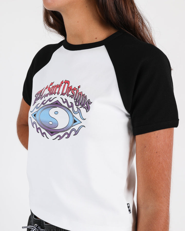 North Shore Baby Tee - White/Black