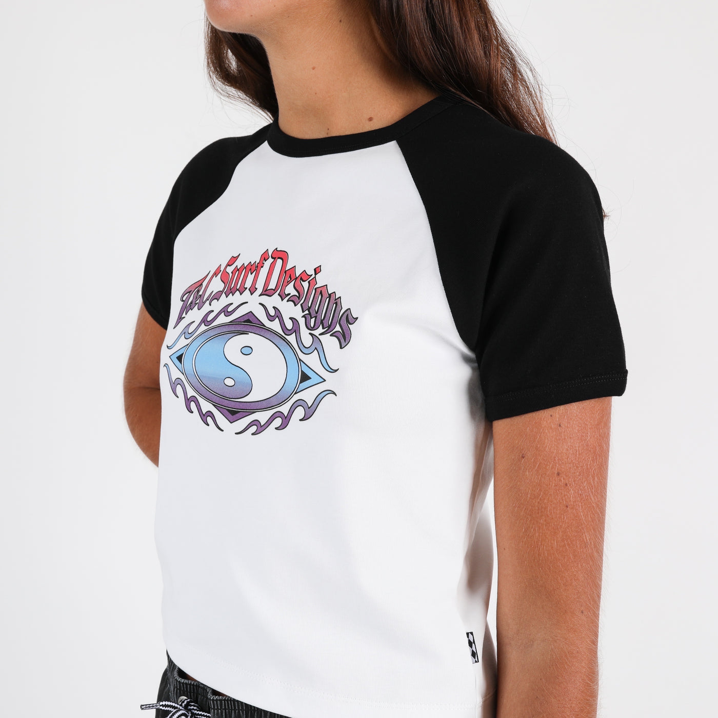 North Shore Baby Tee - White/Black