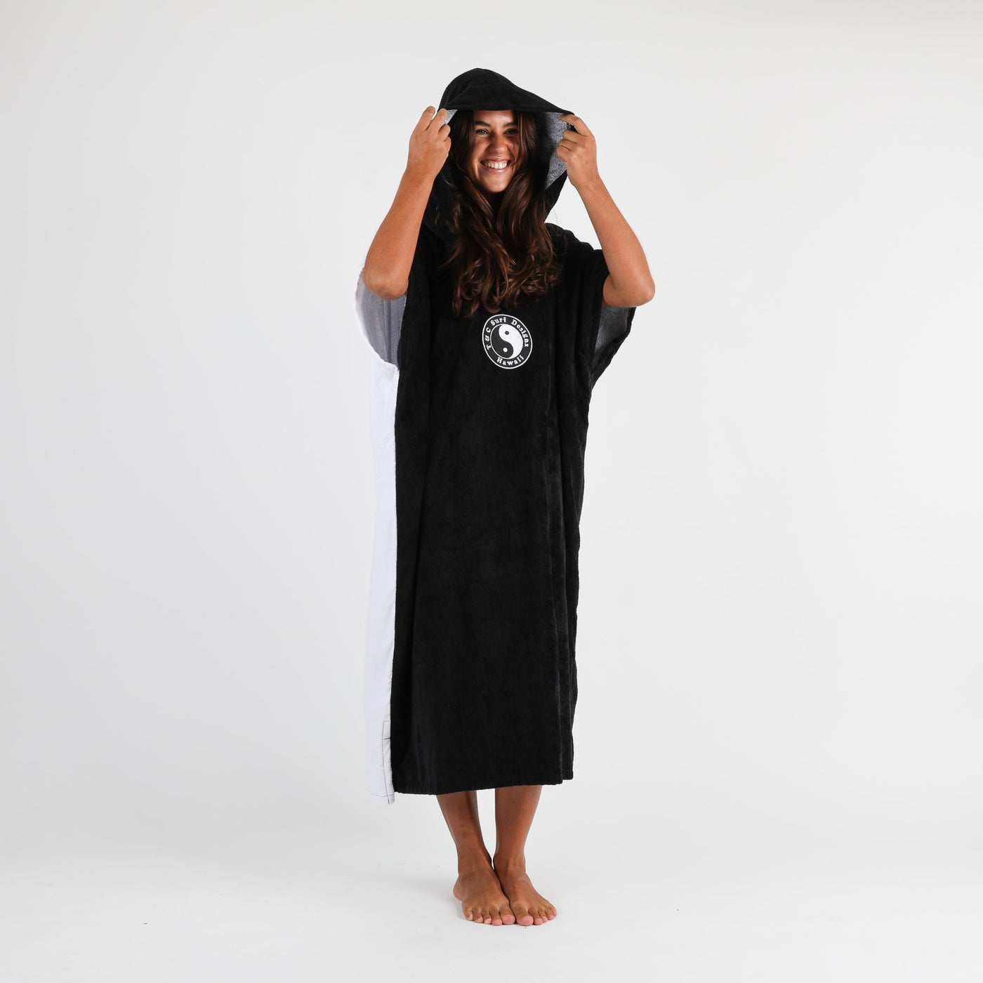 Yin Yang Hooded Towel - Black
