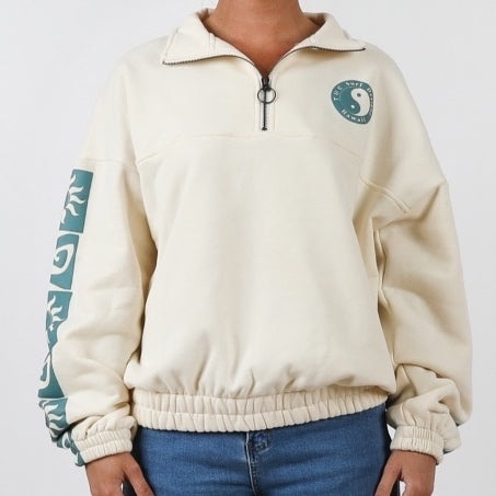 Retro Sun Half Zip Fleece - Snow