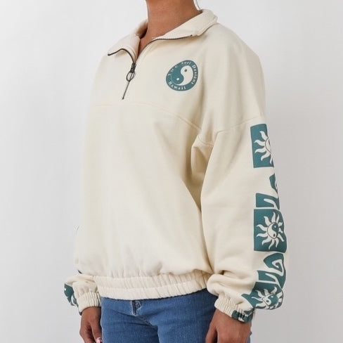 Retro Sun Half Zip Fleece - Snow