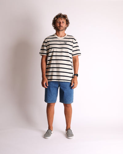 Nomad Stripe Tee - Bone/Black