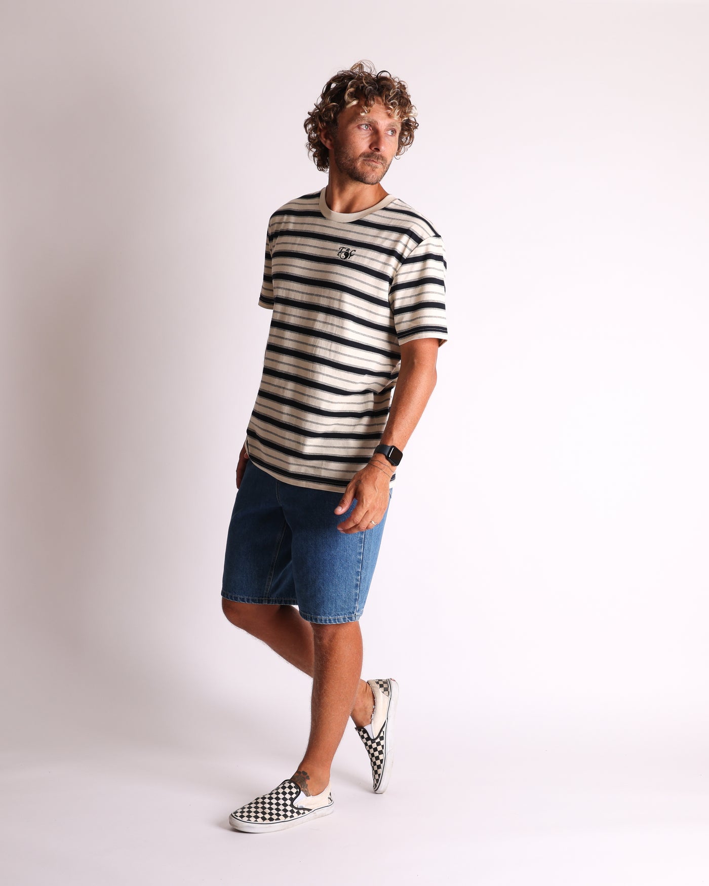 Nomad Stripe Tee - Bone/Black