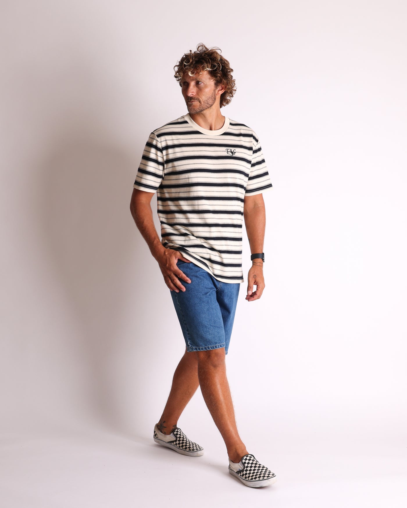 Nomad Stripe Tee - Bone/Black