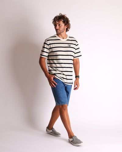 Nomad Stripe Tee - Bone/Black