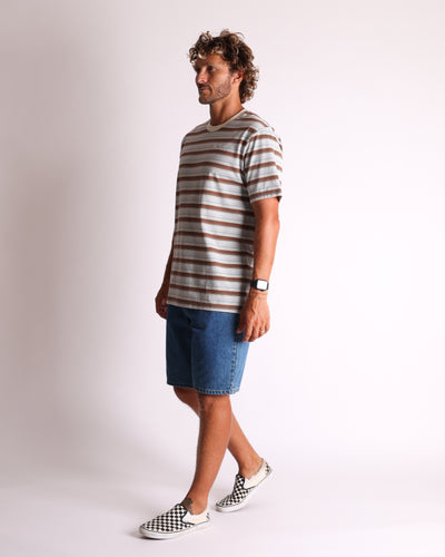 Line Up Stripe Tee - Blue/Brown