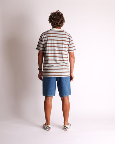 Line Up Stripe Tee - Blue/Brown