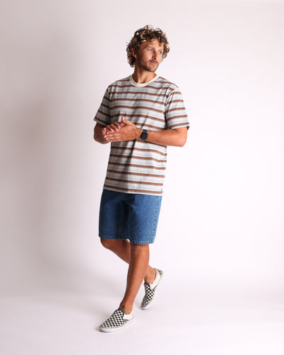 Line Up Stripe Tee - Blue/Brown