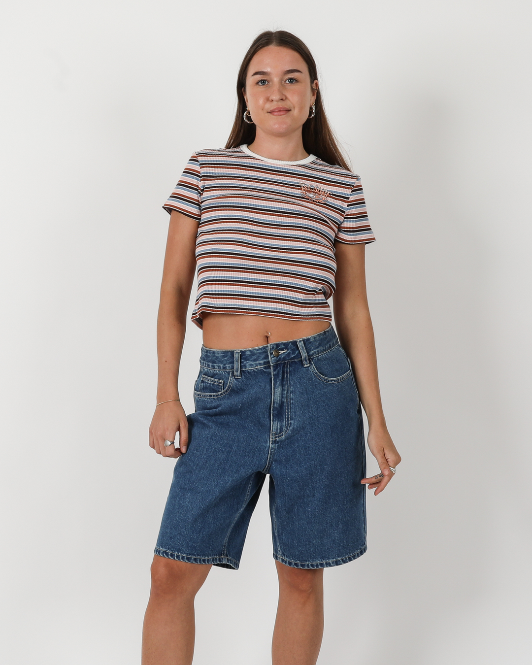 Lines Rib Crop Tee  - Stripe