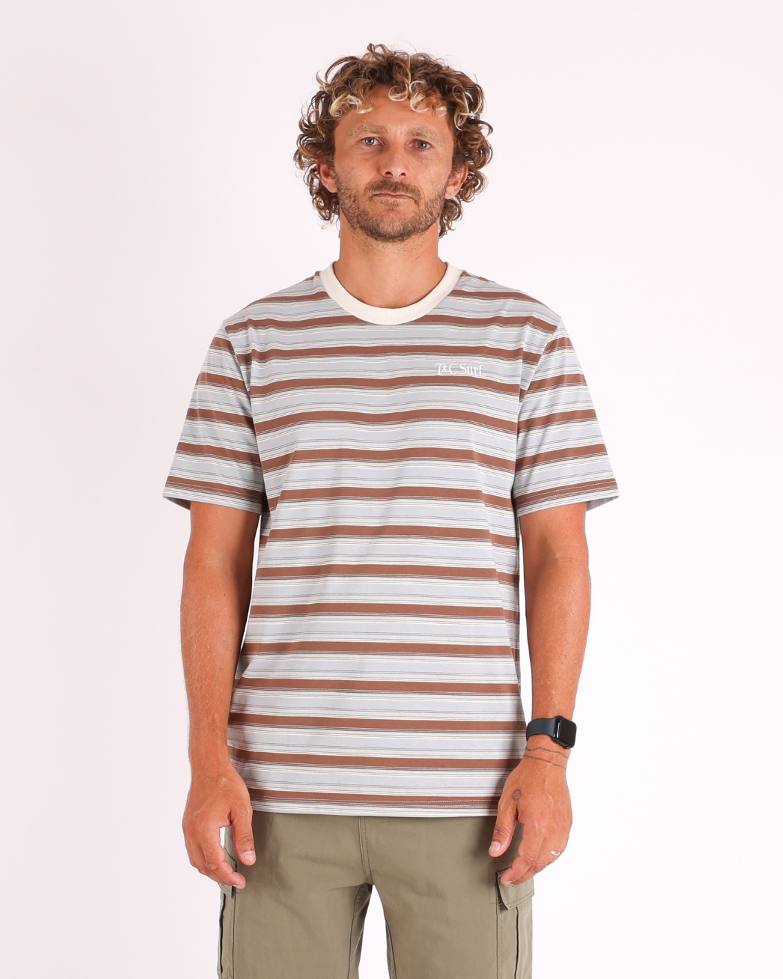 Line Up Stripe Tee - Blue/Brown