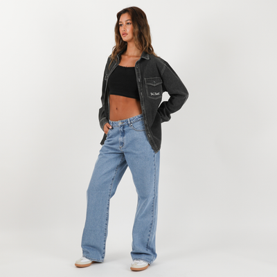 Seaside L/S Boyfriend Shirt - Washed Black