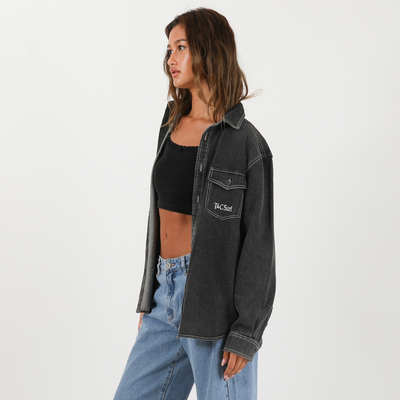 Seaside L/S Boyfriend Shirt - Washed Black