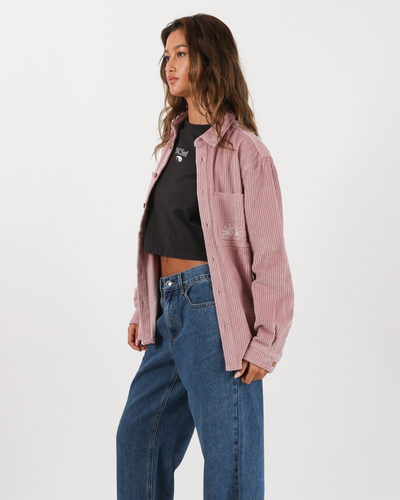 Motion L/S Cord Boyfriend Shirt - Musk