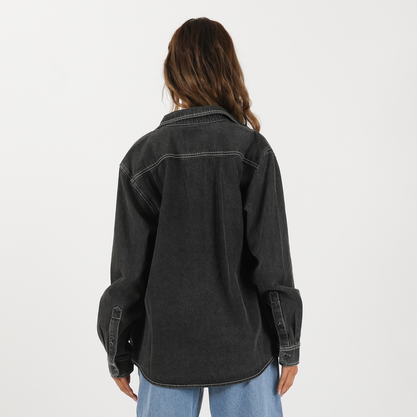 Seaside L/S Boyfriend Shirt - Washed Black