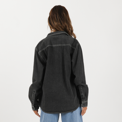 Seaside L/S Boyfriend Shirt - Washed Black