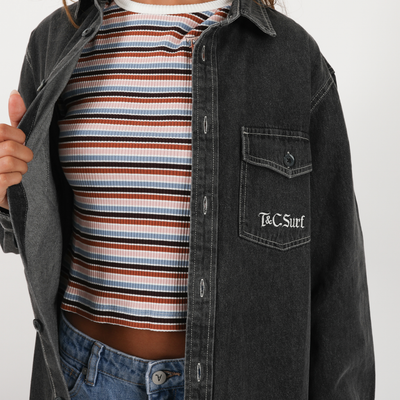 Seaside L/S Boyfriend Shirt - Washed Black