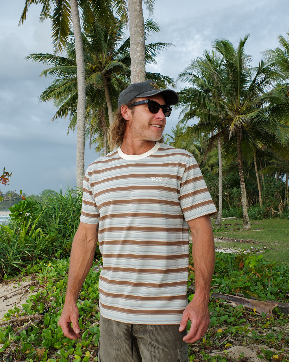 Line Up Stripe Tee - Blue/Brown
