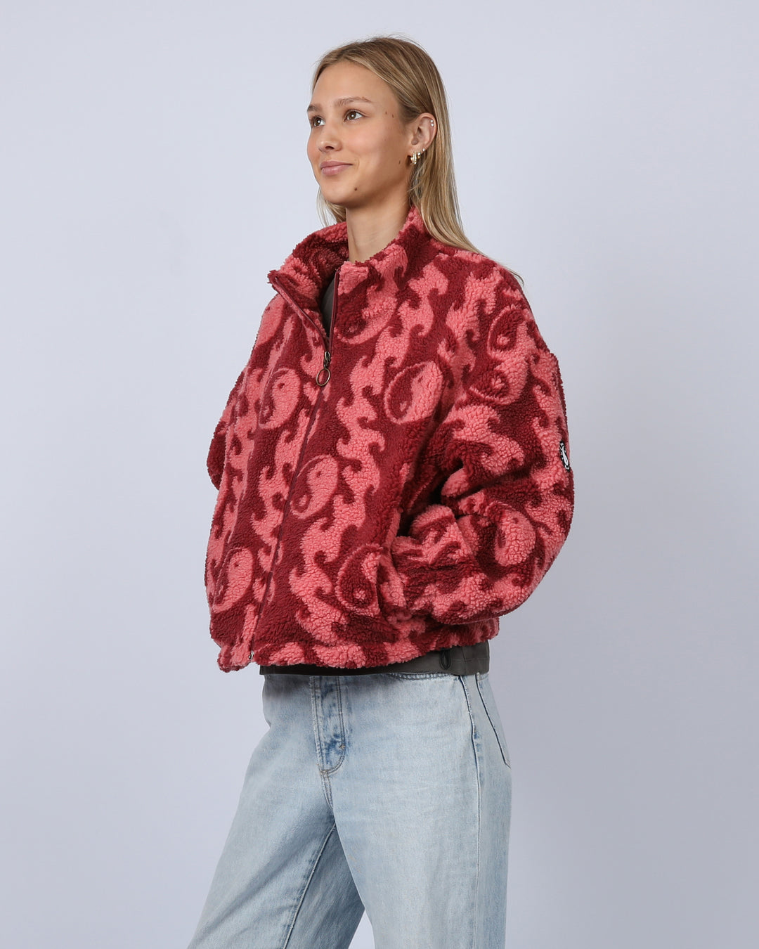 Wave Sherpa Fleece - Ruby