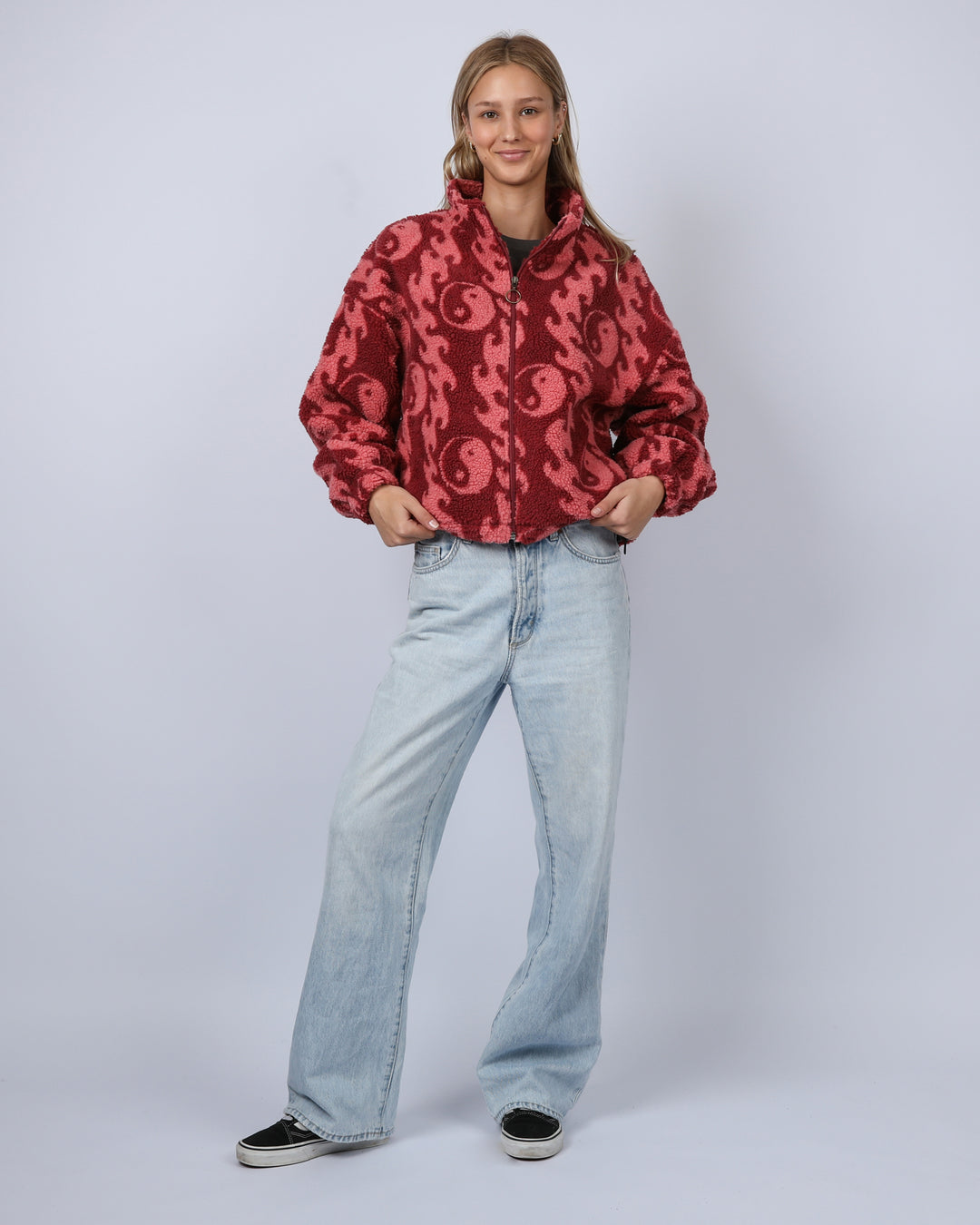 Wave Sherpa Fleece - Ruby
