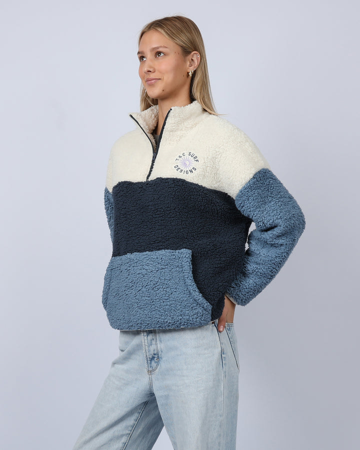 Blockout 1/4 Zip Sherpa - Blue