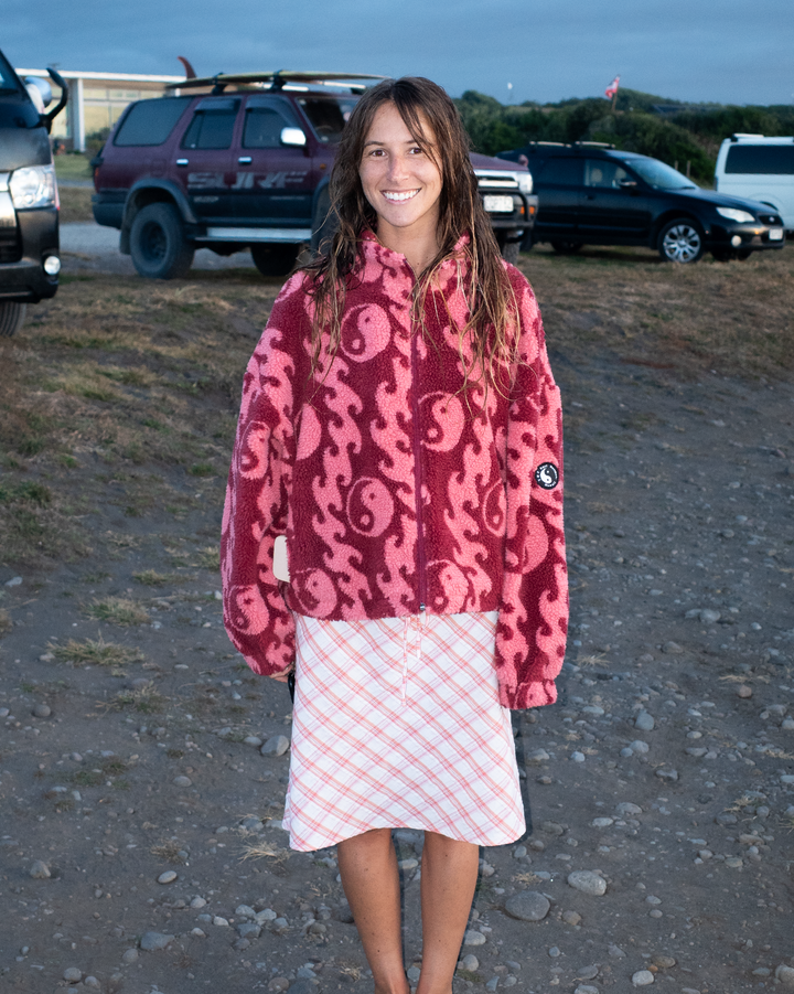Wave Sherpa Fleece - Ruby