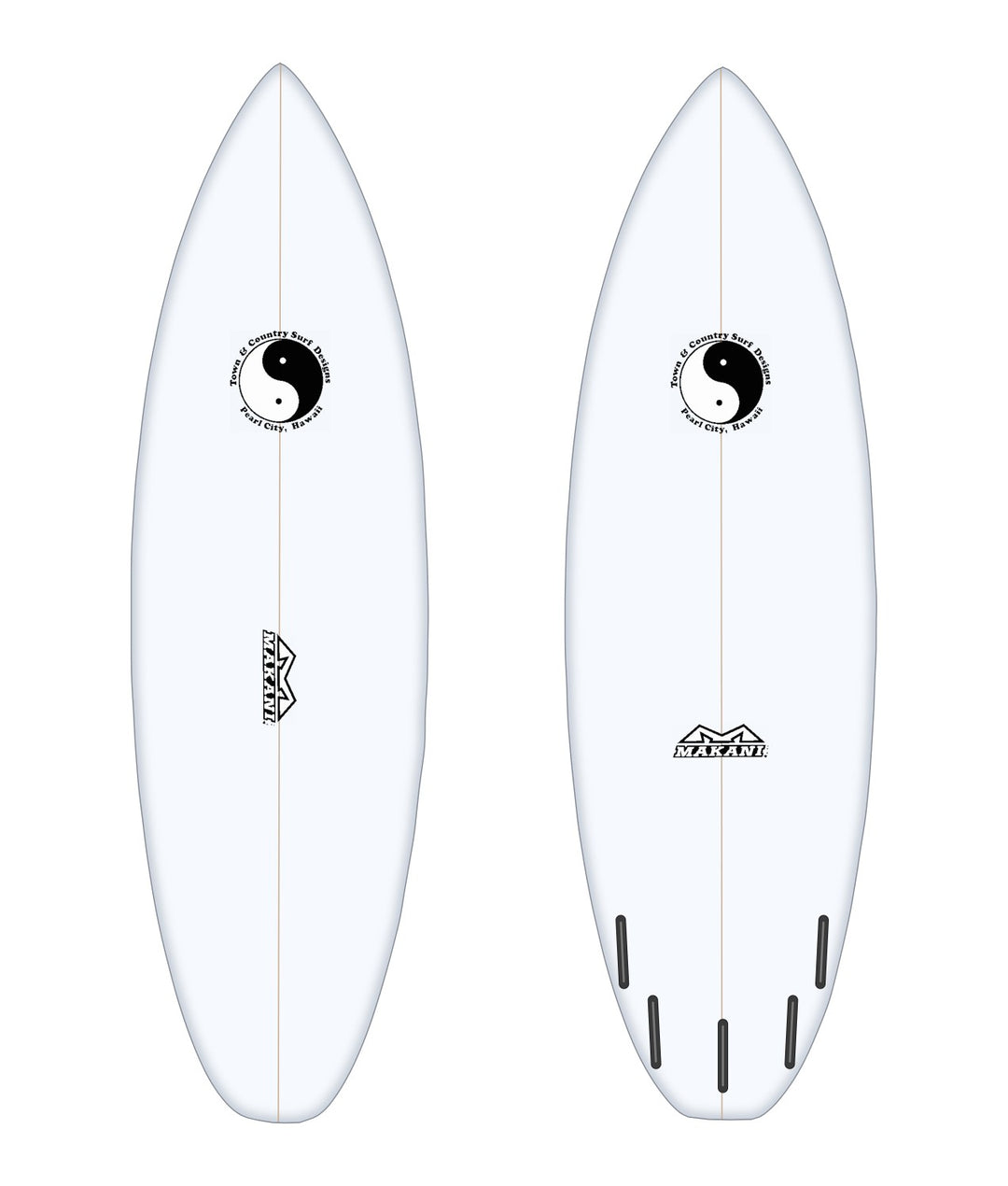 Afterburner surfboard in white – deck and bottom