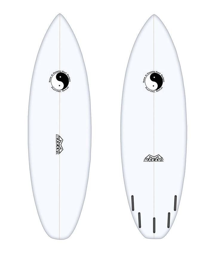 Afterburner surfboard in white – deck and bottom