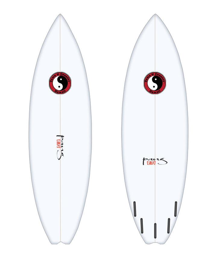 Crankshaft surfboard in white – deck and bottom