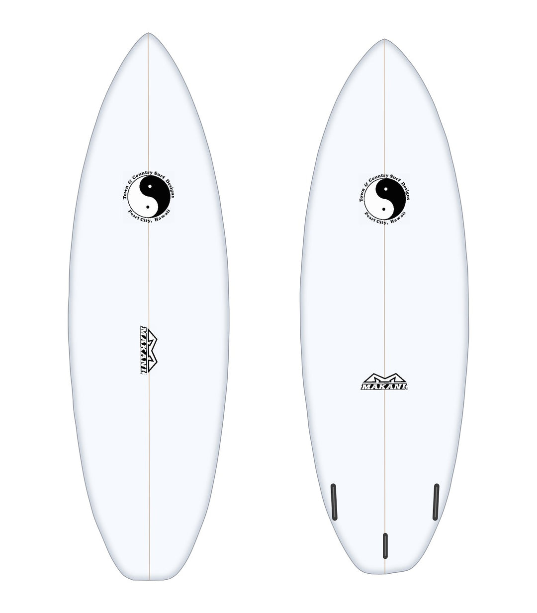 Crowbar surfboard in white – deck and bottom