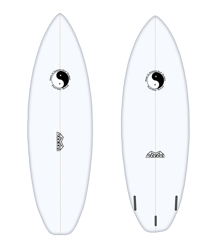 Crowbar surfboard in white – deck and bottom