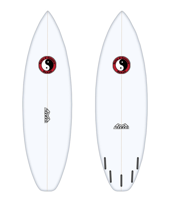 Dragon Slayer surfboard in white – deck and bottom