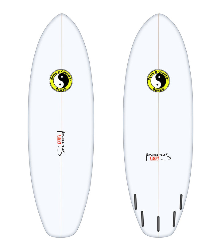 Gobbler surfboard in white – deck and bottom