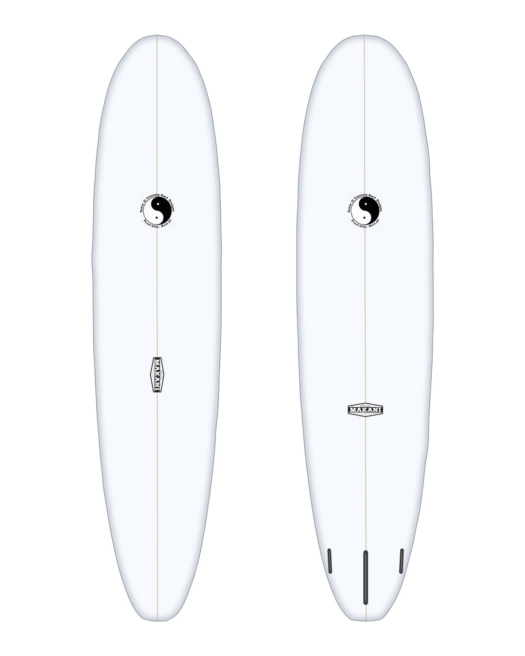 K-Bomb surfboard in white – deck and bottom