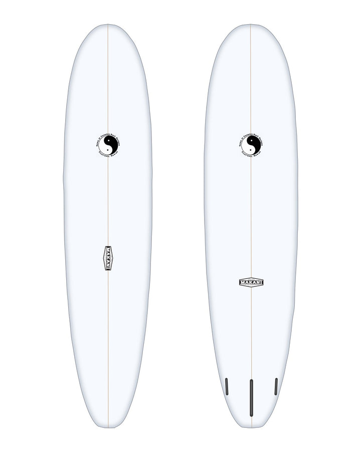 K-Bomb surfboard in white – deck and bottom