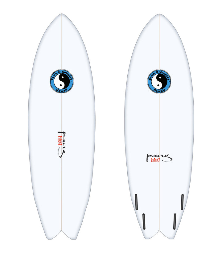 MF-2 surfboard in white – deck and bottom