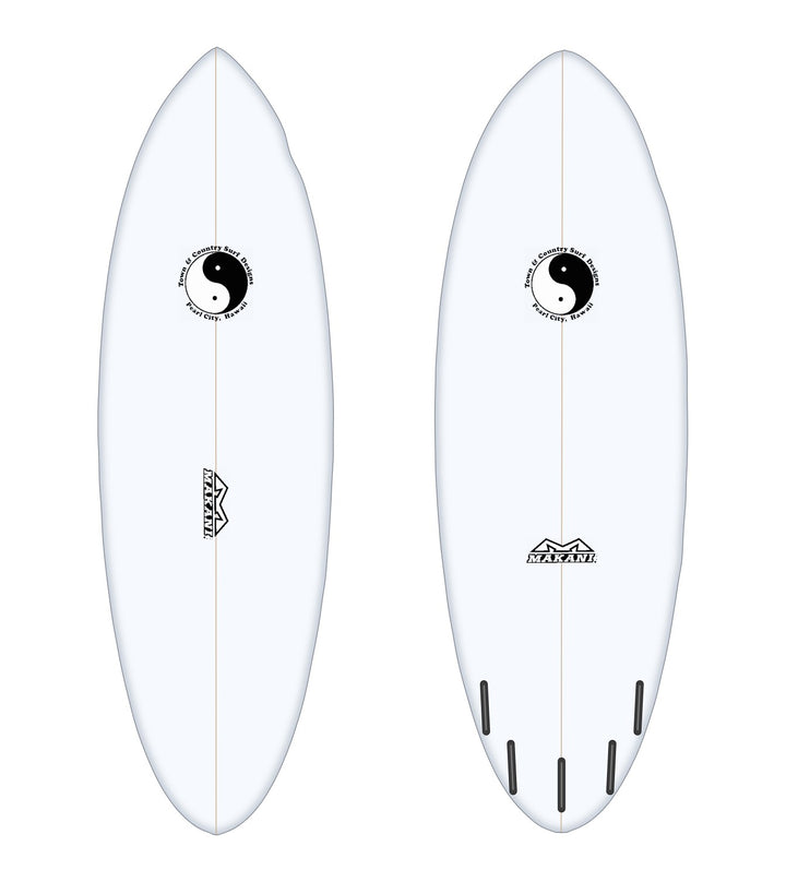 Mini Beast surfboard in white – deck and bottom