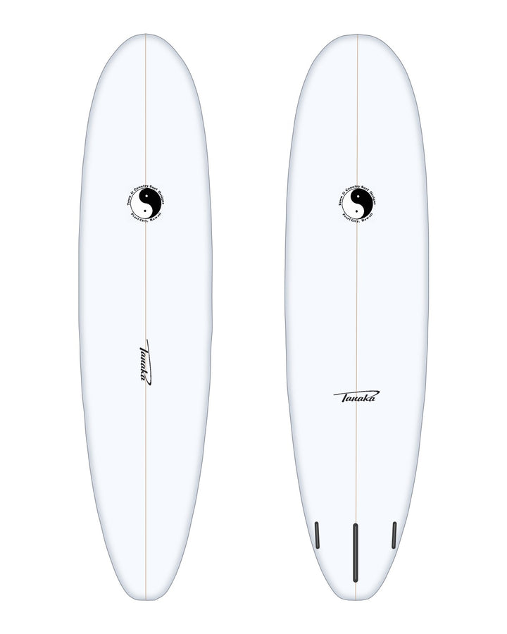 Mini Tanker surfboard in white – deck and bottom