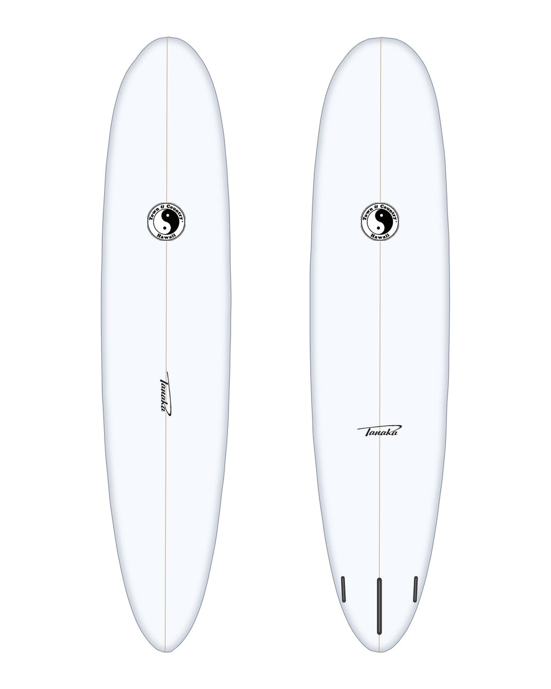 Pro Model surfboard in white – deck and bottom