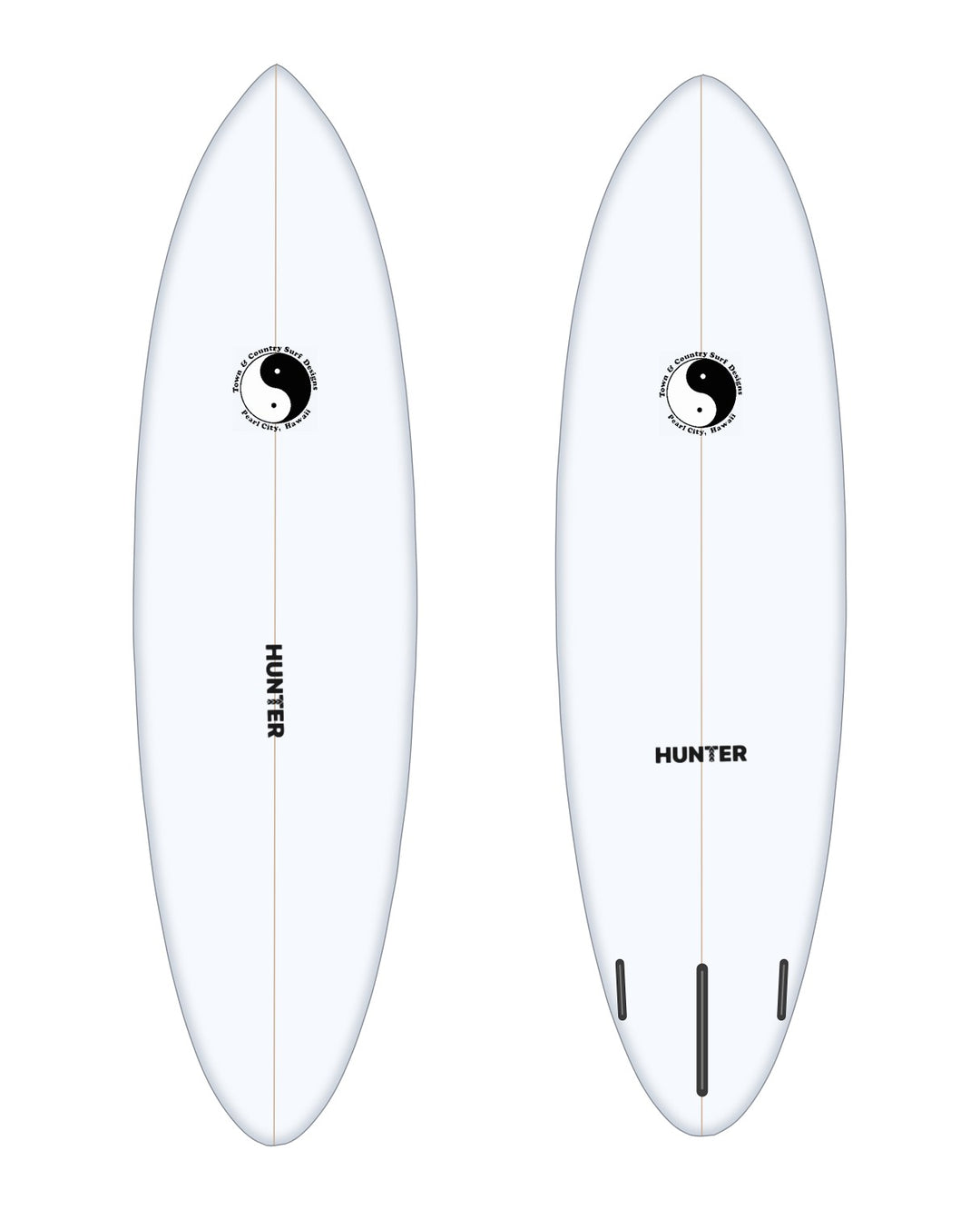 Regulator surfboard in white – deck and bottom