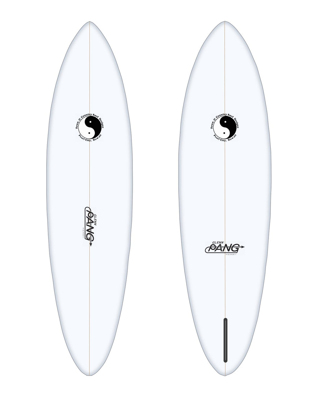 Retro Single Fin surfboard in white – deck and bottom