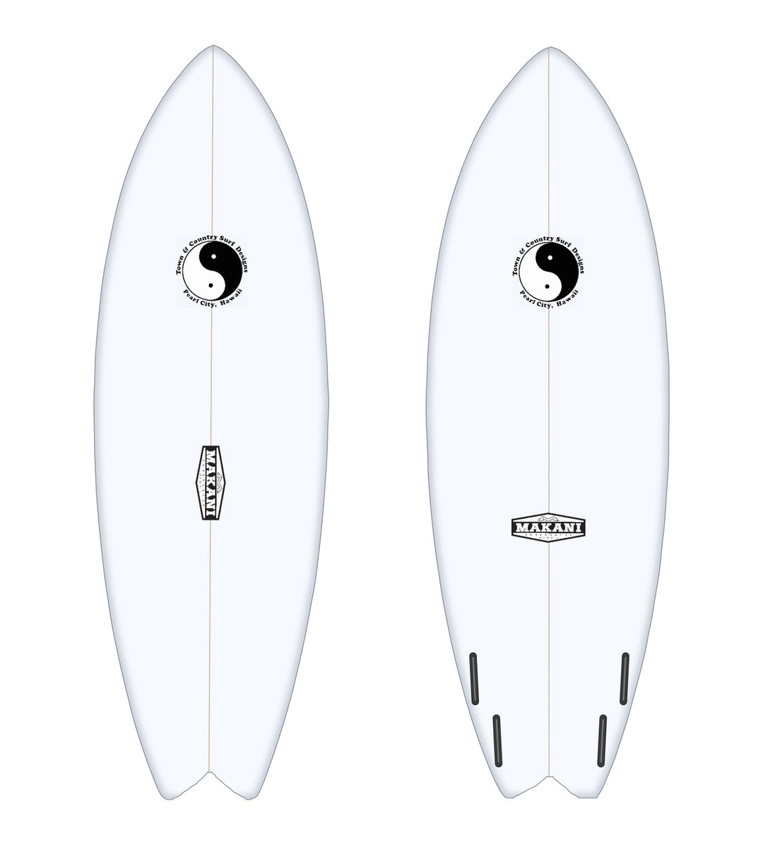 Soul Fish surfboard in white – deck and bottom